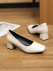 Square-Toe Women's Shoes 2026 Spring and Autumn White High Heels Chunky Heel Professional Commuting Soft Sole Comfortable Work Shoes
