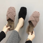 Thu đông 2018 mới Baotou tròn đầu phẳng mang dép màu sắc phù hợp với giày lười hoang dã