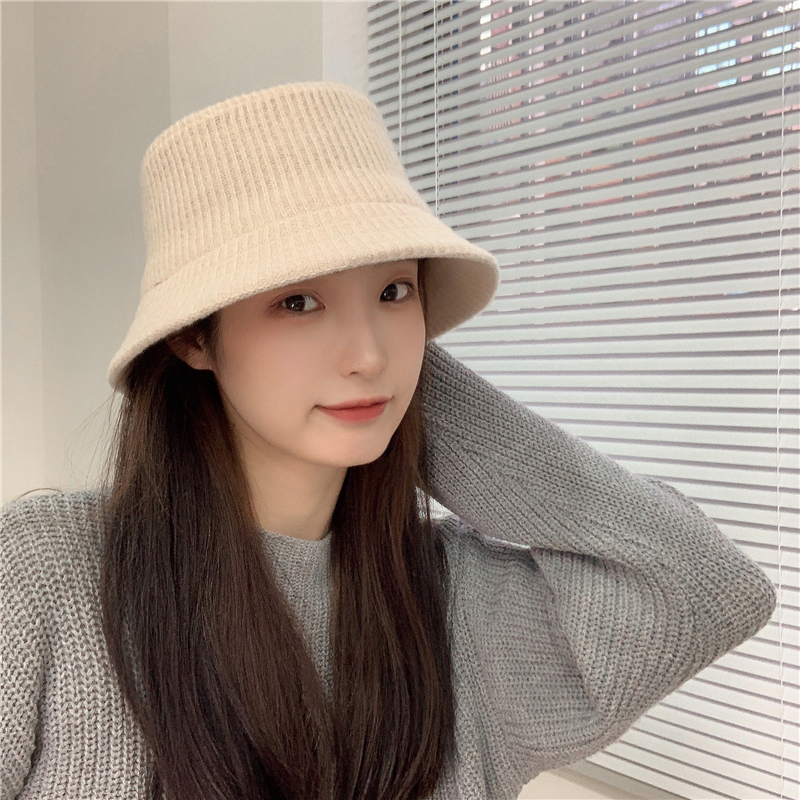 Cailin Kelin's Day Department 100 Lap Sweet Knit Bucket Fisherman Hat Woman Autumn Winter Warm Flat Top Fur Line Scarves