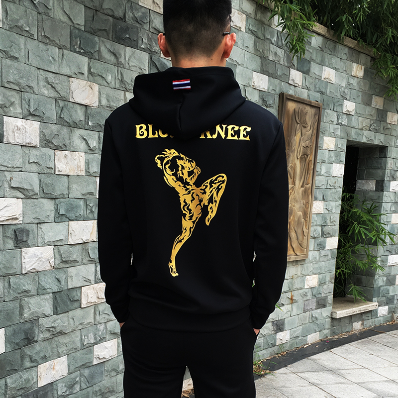 Thailand broadcast long sleeve suit Muay Thai loose trend sweater men hooded pullover autumn sportswear A33 thin