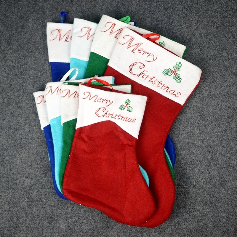 Christmas decorations solid color plus thick felt Christmas stockings