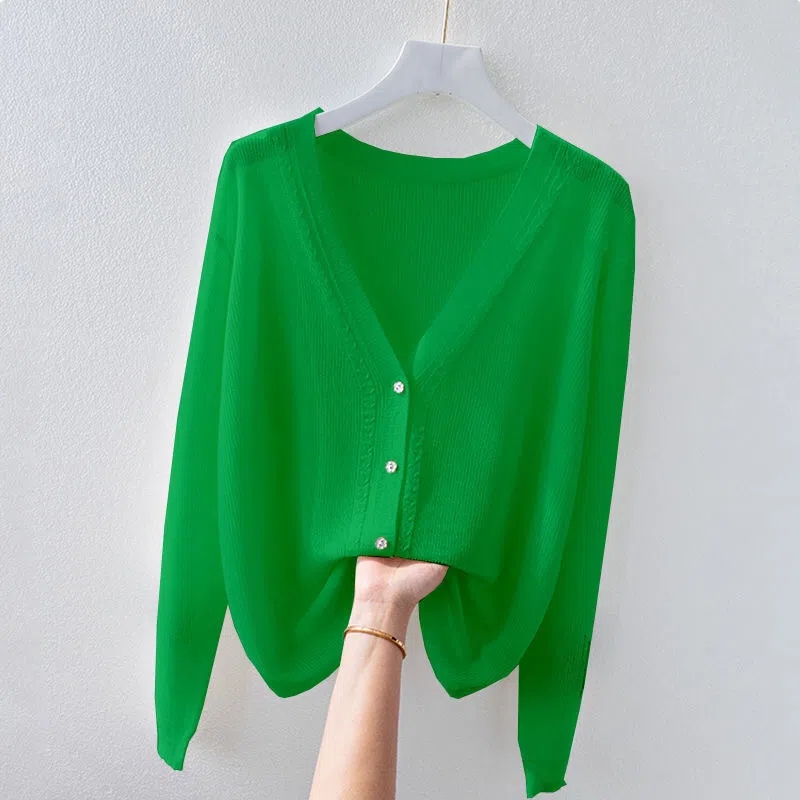 Clearance of Original Foreign Trade Women's Clothing: European-Style Ice Silk Knitted Cardigan, Loose-Fitting Shawl, Thin Sun-Protective Outerwear for Spring and Summer