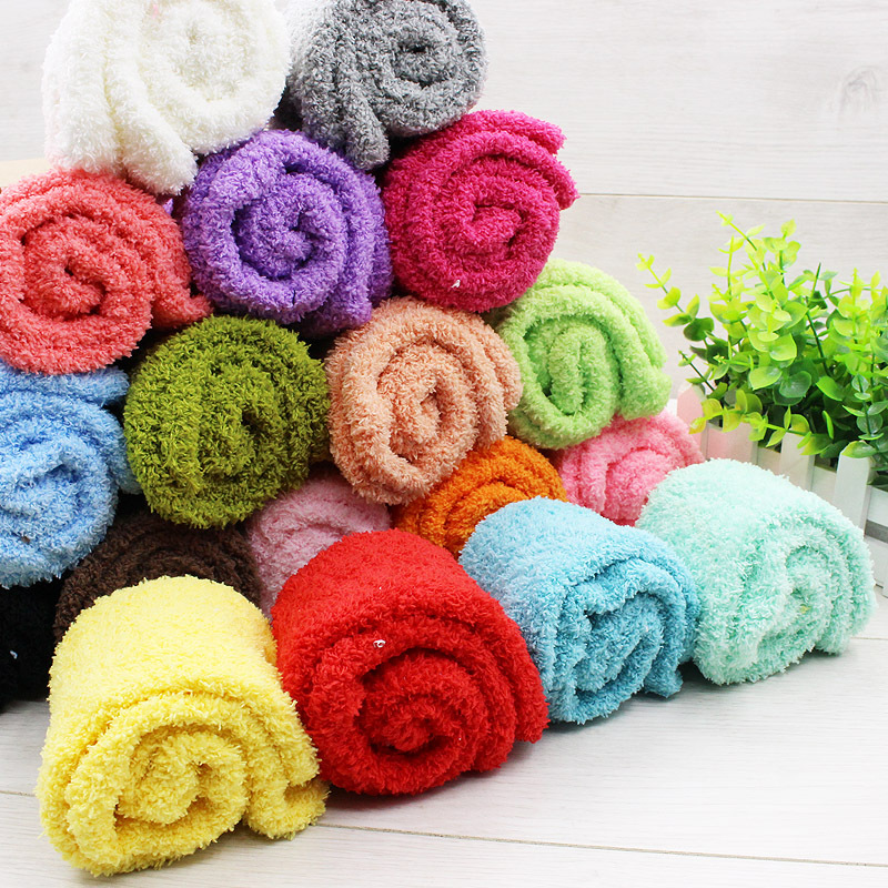 Autumn and Winter Women's Sleep Cotton Socks, Plush Coral Fleece Women's Socks, Half-Velvet Mid-Calf Socks, Thickened Towel Floor Socks