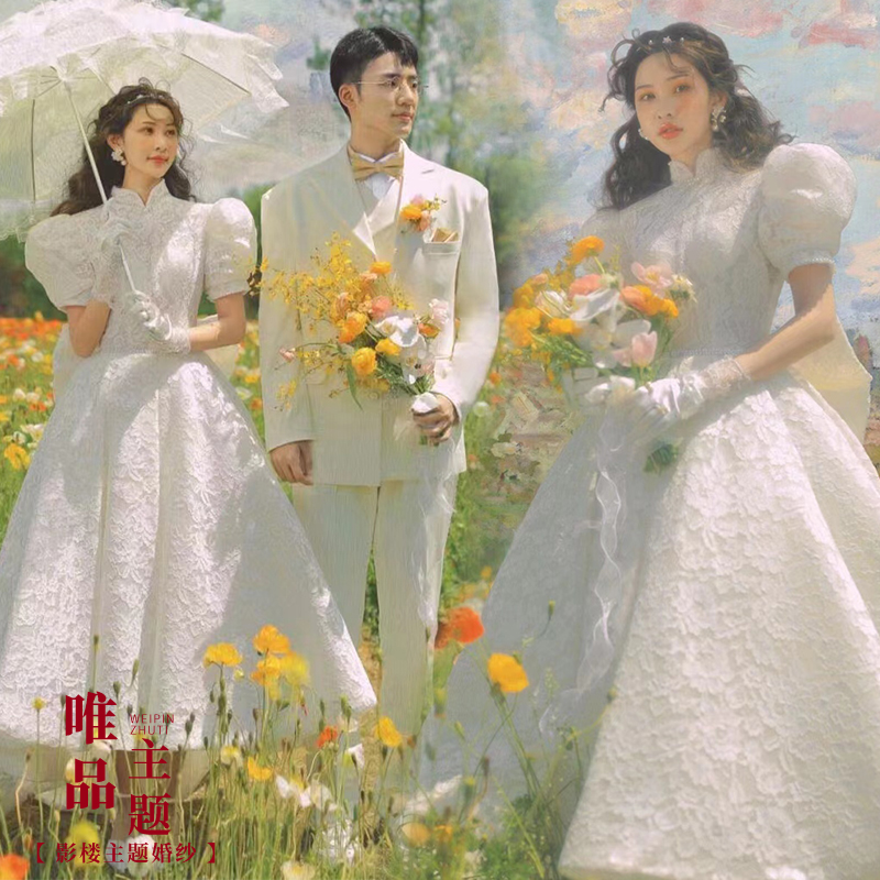  Average code+White trailer wedding dress contains bow  