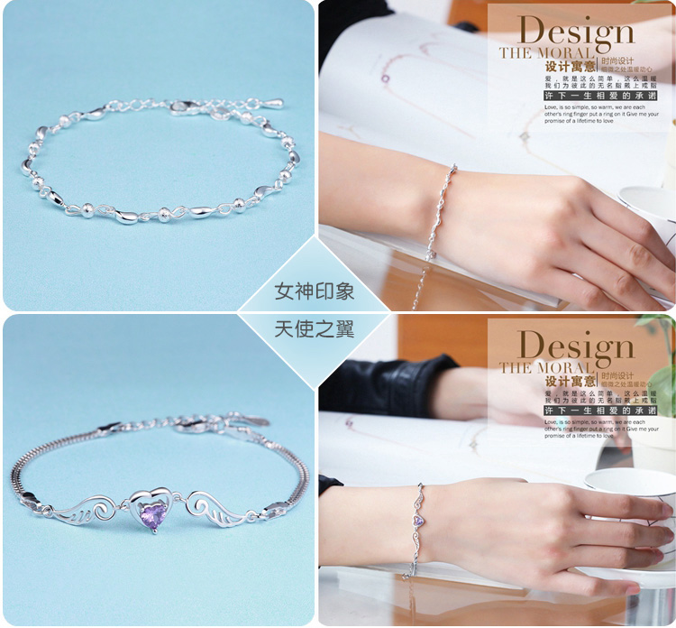 Sterling bạc bracelet ladies Nhật Bản và Hàn Quốc ngọt ngào chuyển hạt vài vòng đeo tay đơn giản vòng tay trang sức trang sức quà tặng sinh nhật