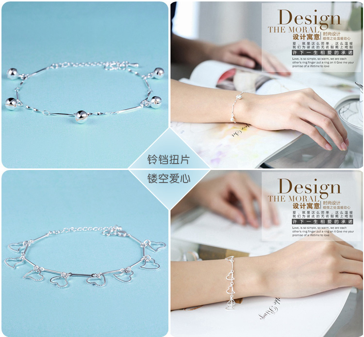 Sterling bạc bracelet ladies Nhật Bản và Hàn Quốc ngọt ngào chuyển hạt vài vòng đeo tay đơn giản vòng tay trang sức trang sức quà tặng sinh nhật