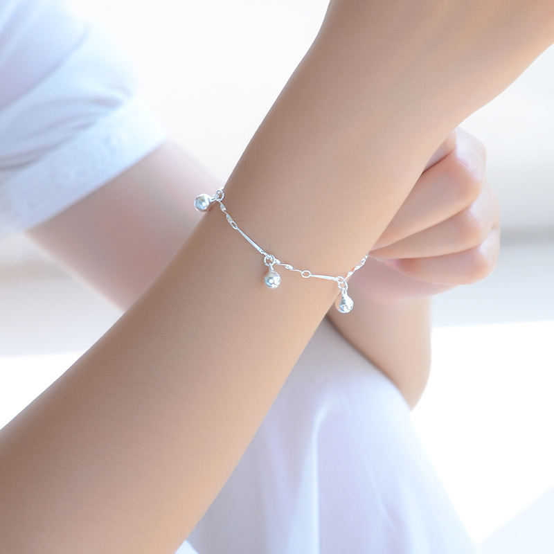 925 sterling bạc tinh tế hạt nhỏ, không khí bóng vòng đeo tay nữ Hàn Quốc phiên bản của thời trang hạt mờ năm cánh sao mùa hè đồ trang sức mới