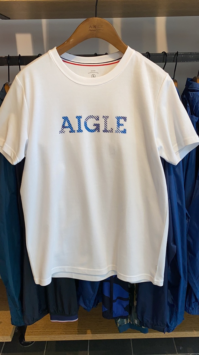 Domestic AIGLE men's quick dry T-shirt 8133200171 733 STRIPE LOGO S20