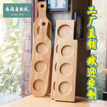 Wooden coaster custom coffee coaster coaster tea ceremony commercial high-end three or four hole beverage red wine beer glass tray