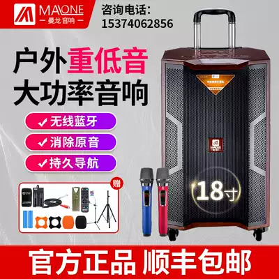 Manlong 18-inch subwoofer square dance audio K song high-power mobile rod outdoor speaker with wireless microphone