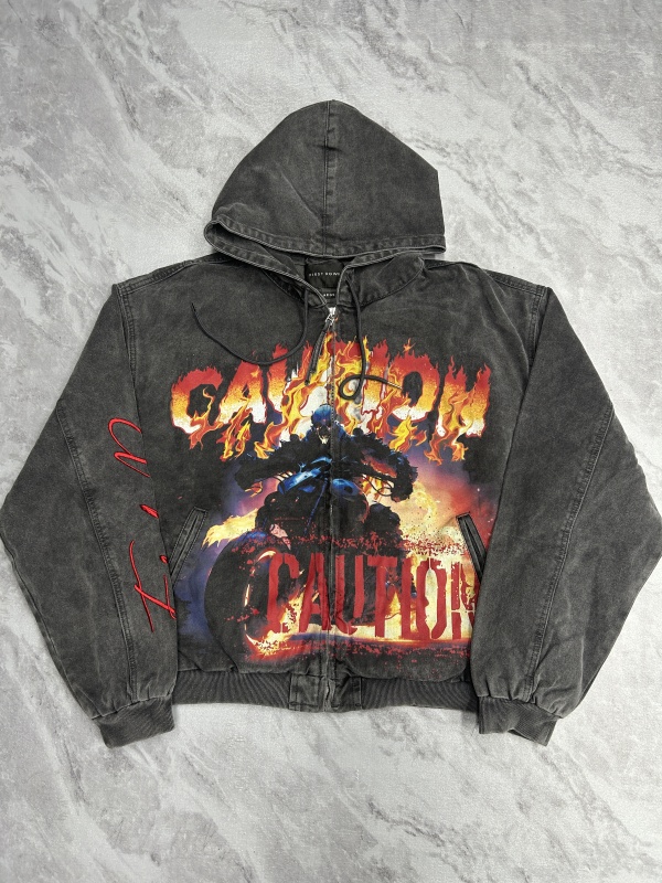 European and American Trendy Brand First Row Retro Graffiti Embroidered Hooded Washed Design Short and Loose Workwear Jacket European and American Trendy Brand First Row Retro Graffiti Embroidered Hooded Washed Design Short and Loose Workwear Jacket