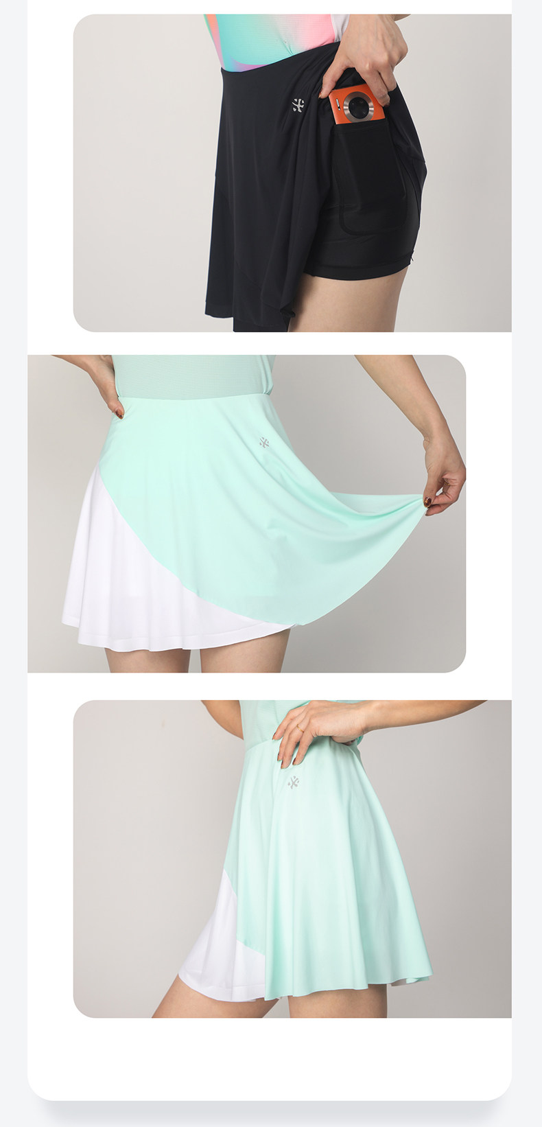 Летняя комфортная освежающая дышащая тонкая спортивная юбка в складку, для бега    
