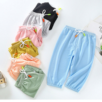 Childrens Anti-mosquito Pants Summer Thin boy Harun pants Baby sleeping pants Air conditioning Pants Foreign Air Girl Cotton Silk Light Cage Pants