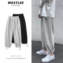 Mens sports pants casual pants straight thin pants casual joker loose pants micro-ball Haren pants