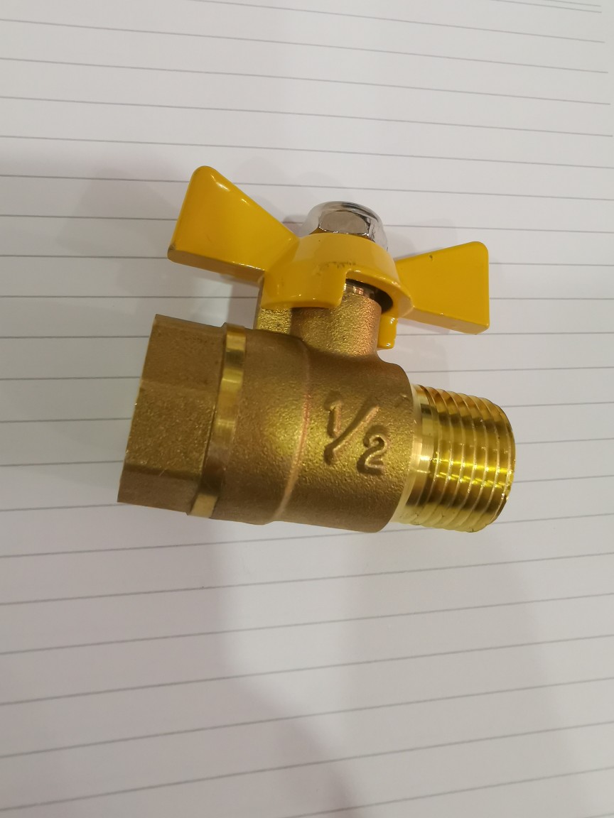 Brass 4 points inside and outside silk gas valve DN15 copper ball valve three-way external wire direct tee fitting aggregate