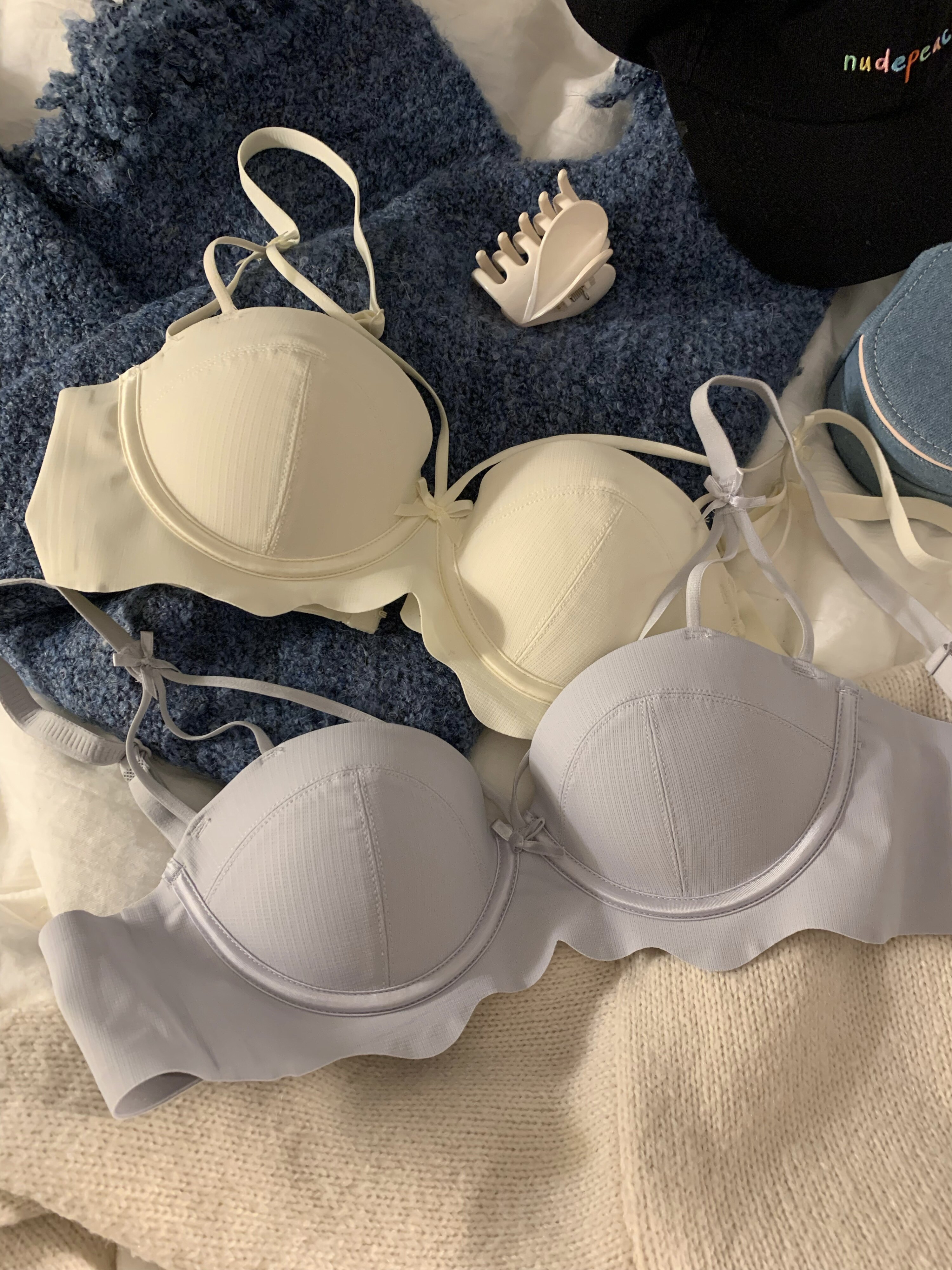 Legal lingerie women's small breasts gather without steel ring Sexy pure desire to top up Breast Girl Bra Hood Suit-Taobao