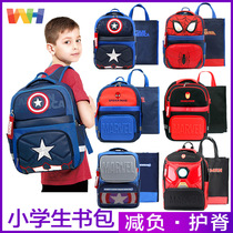 Korean winghouse childrens schoolbags primary school boys first Grade 1-3 burden reduction Ridge shoulder backpack