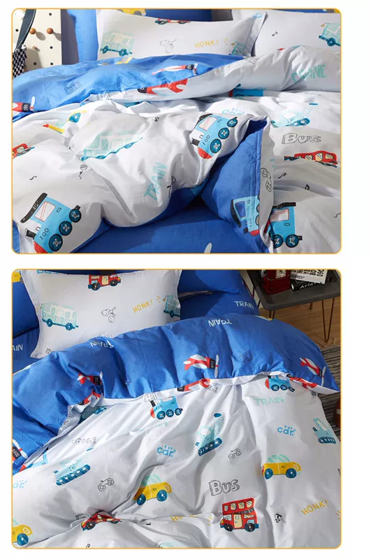 Boyang nhà dệt trẻ em phim hoạt hình bốn miếng bông cotton chăn bông bao gồm ba mảnh giường lanh giường mùa thu và mùa đông - Bộ đồ giường bốn mảnh