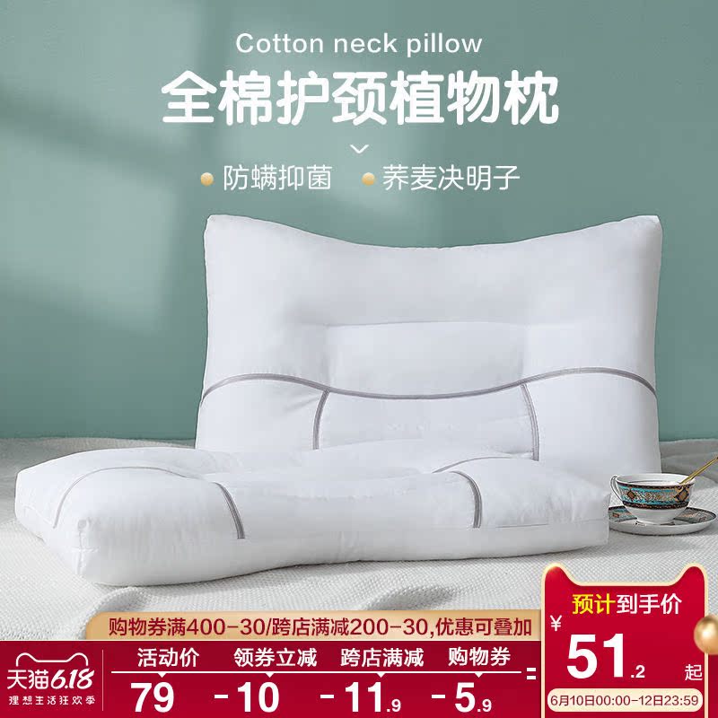 Boyang cotton Cassia pillow Single buckwheat cervical spine household summer student pillow Anti-mite pillow core a pair of