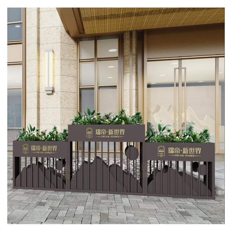 Wrought iron flower box new garden outdoor flower bed sales department commercial street square fence outside the combination planting flower trough