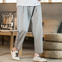 Pants mens summer Korean version of the trend thin casual pants national tide loose straight tube size hanging feel wild ankle-length pants