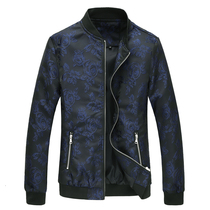 Jacket Dark color jacquard mature mens tide card plus hypertrophy code mens fall Korean version trend handsome 100 lap jacket