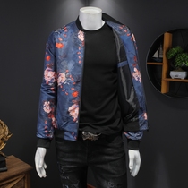 Floral trendy ins jacket men loose size casual coat Spring Tide brand plus size wild clothes