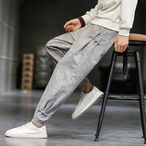 Cushion jacquard pants Chinese style mens fat plus size casual pants 2020 autumn and winter New Haren pants men