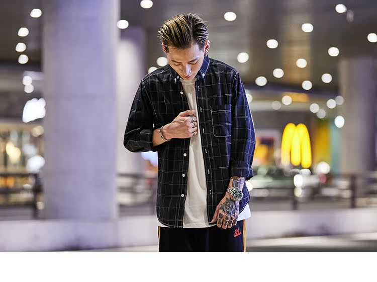 UXE Nhật Bản retro oxford kẻ sọc áo dài tay nam phong cách Harajuku mùa thu sinh viên áo mỏng áo sơ mi cộc tay nam