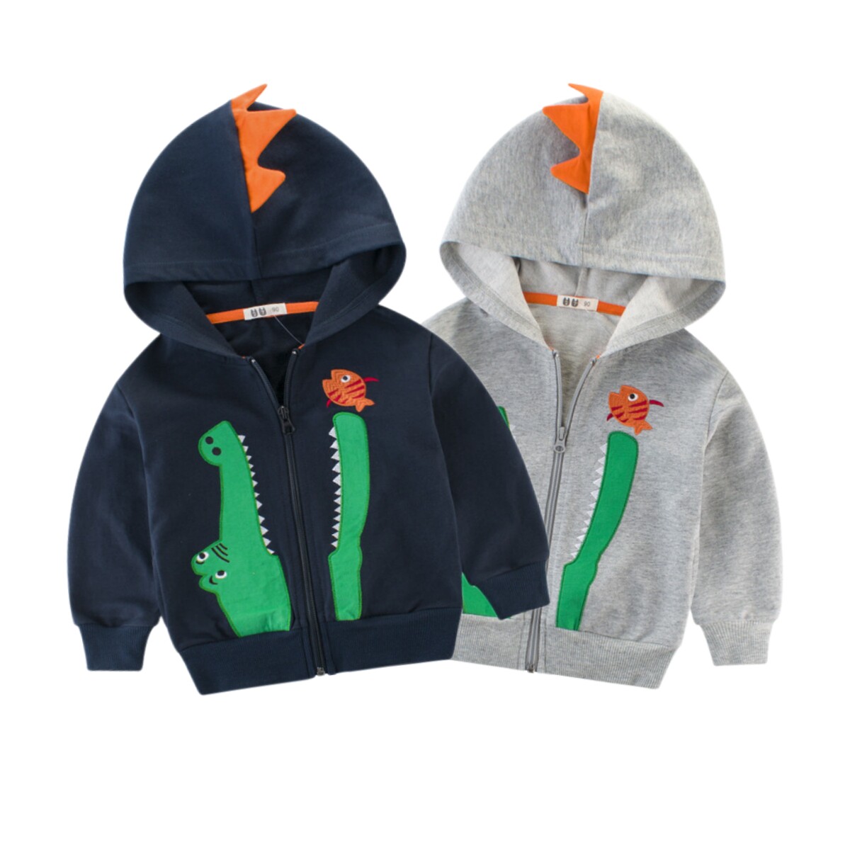 Brand Han Edition 2023 Spring New Boy's Sweater Cotton Cartoon Gator Pattern Zipper Cap Wardrobe