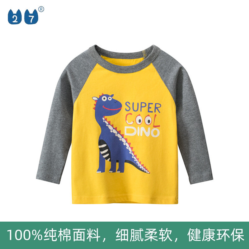 Brand children's clothing autumn new products Korean version cartoon dinosaur boy bottoming shirt children's sports long-sleeved T-shirt pure cotton thin