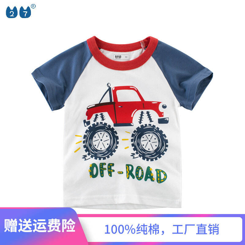 Net Red Boy Dress 2022 Summer New Boy Short Sleeve T-Shirt Pure Cotton Kids Wear Child Clothing and Ins
