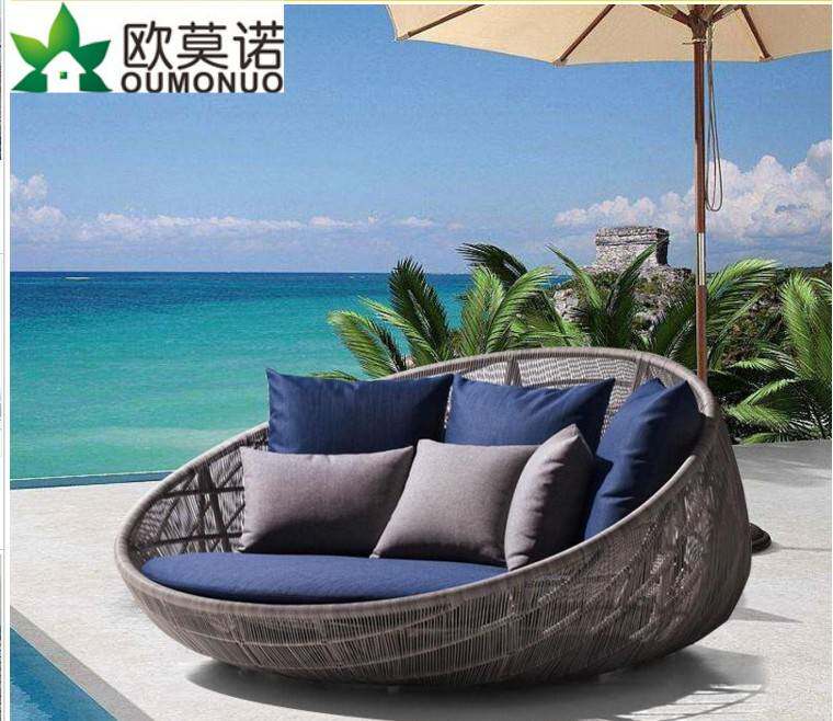 Outdoor Lying Bed Rattan Chair Patio Swimming Pool Round Bed Sloth Sofa Garden Greenhouse Open Beach Vines Ravine Bed