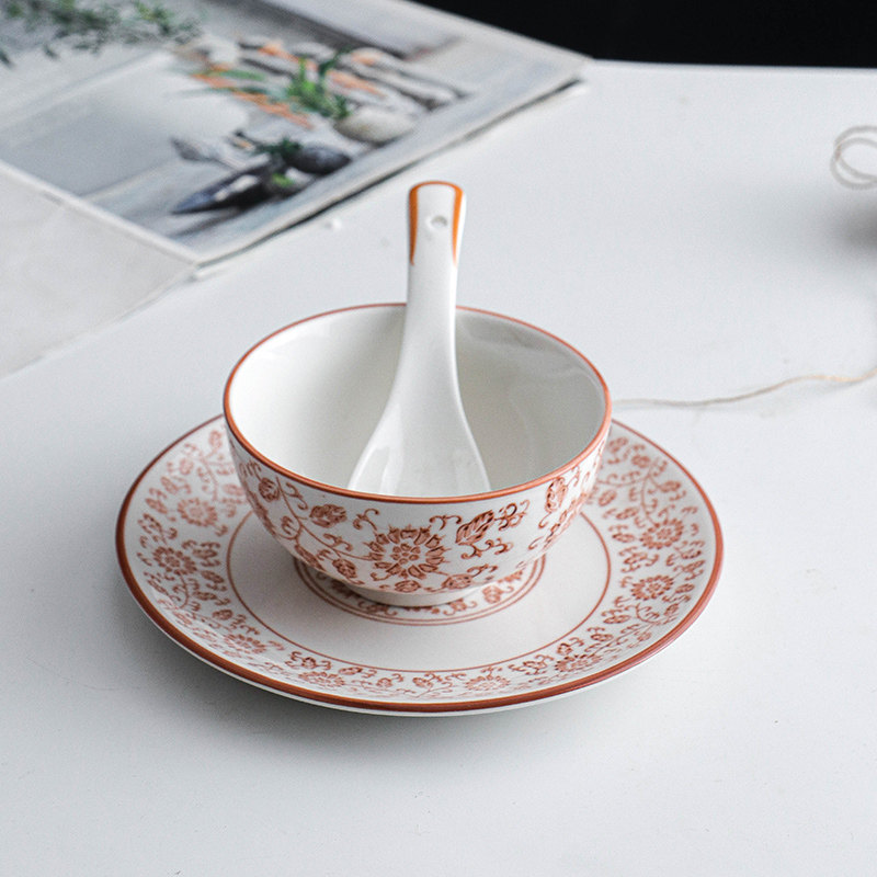 Festive Wind Three Sets of Ceramic Tableware Glazed Under the Lottery