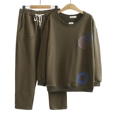 Осенняя хлопковая толстовка для матери для пожилых людей, комплект, большой размер, для среднего возраста, свободный крой, с вышивкой