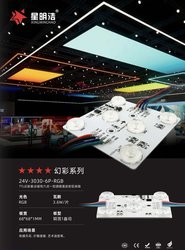 Xingminghao Low-Voltage 24V Multicolor 3.6W Blockchain Light Panel Led Light Box Light Source Soft Film Ceiling Diffuse Reflection
