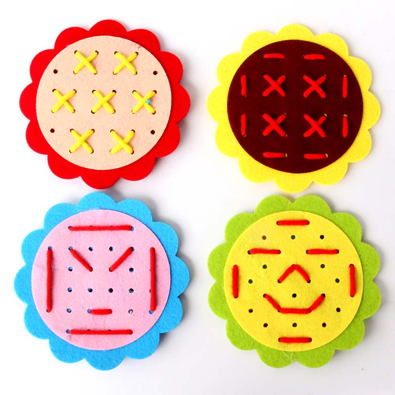 Unwoven Cloth Handmade Play Teaching Aids Sunflower Threading Nursery Area Corner Materials Babies Early Education Monsoon Education