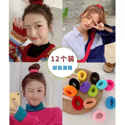 12 pack candy color high elastic hair ring Wild thick hair ring color towel ring hair ring Korean net red headdress female