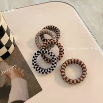 Chessboard Lattice Towel Hair Circles Women Autumn Winter Korea Brief Temperament S Hair Rope Zama Tail Leather Fascia Tied Hair Head Rope