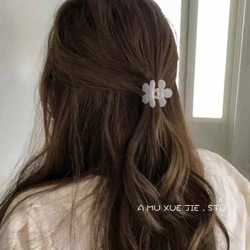 Fan-style acetate small flower gripping clip female South Korean cute half-horsetail grip clip small number Jane Yoo sea clip retro hairpin