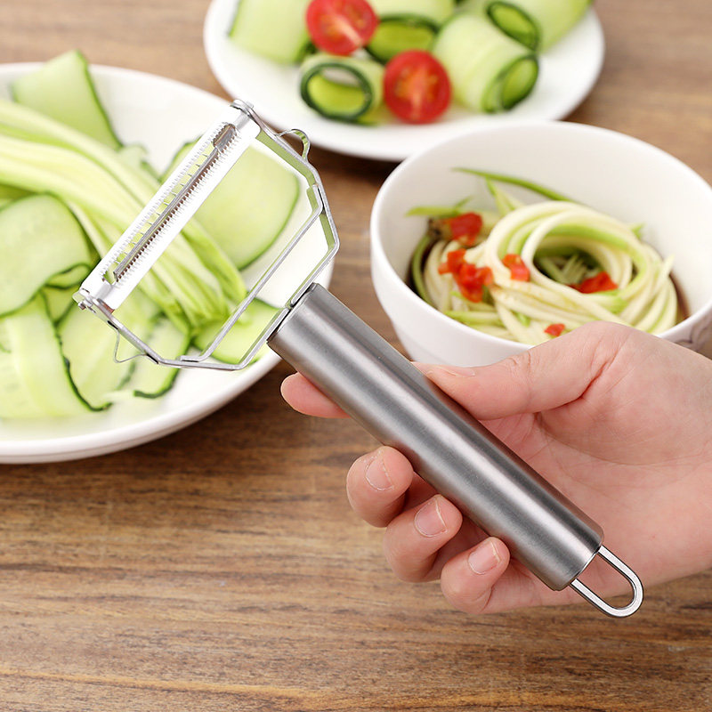 Stainless steel two sides planing melon fruits vegetable cut silk Roof scraping leather knife multifunction Cucumber planing sheet Potato Planter