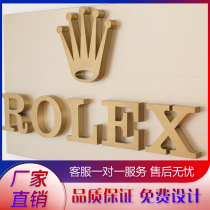 Stainless steel wire drawing imitation antique character titanium gold word metal word making baking lacquered back luminous advertisement word door head sign custom