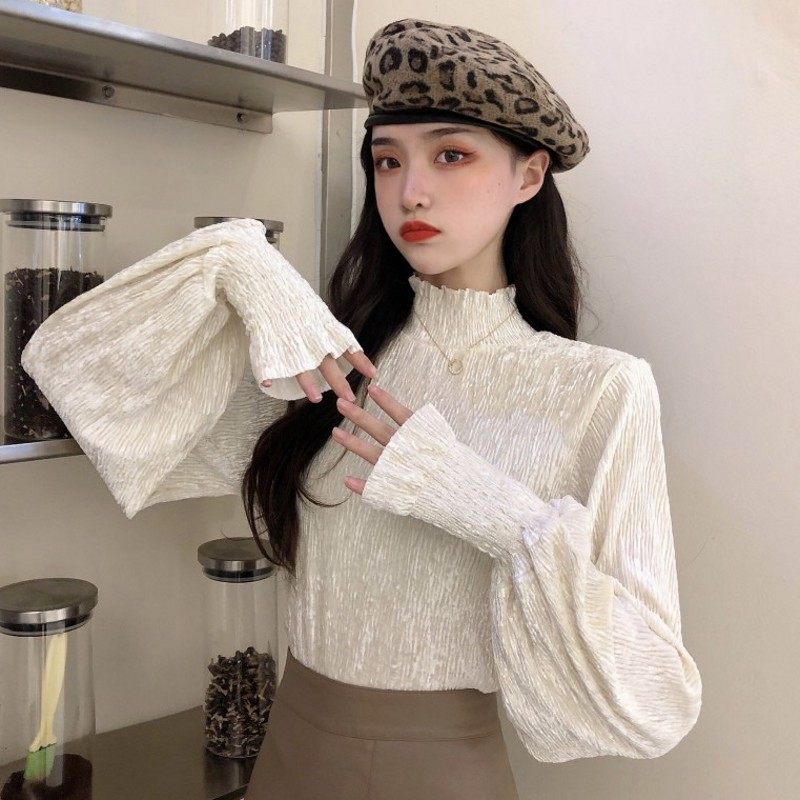 Inner Hitch Undershirt Lady Autumn Winter Design Sensation Little Crowdage Black Sweater 2023 New Advanced Sensation don't give high collars blouses-Taobao