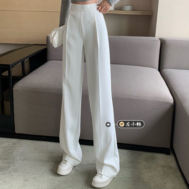 White Western Dress Pants Woman Spring Autumn Season High Waist Pituitary Pants 2022 New Straight Silo Loose Tow Casual Pants
