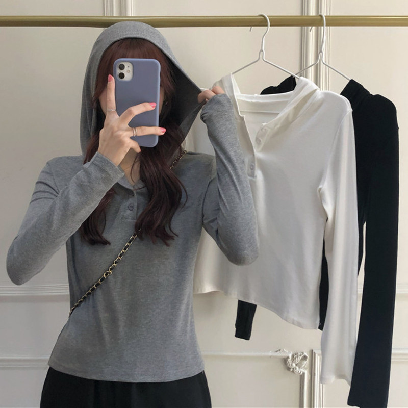 Even hat sashimi blouses woman design sensation small crowdspring autumn hitch bottom shirt 2022 new Don't give a long sleeve T-shirt