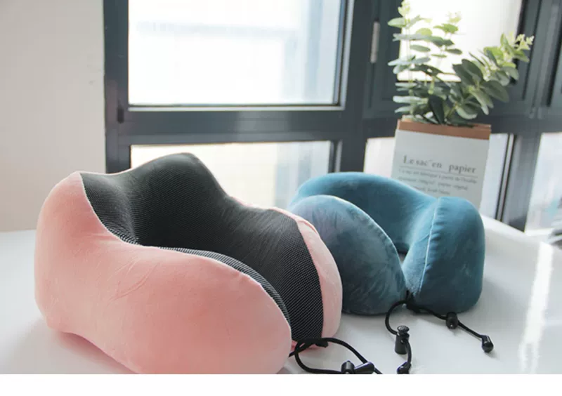 Bộ nhớ đỏ cổ cotton hình chữ u gối cổ cổ tử cung du lịch gối di động có thể tháo rời và có thể giặt gối hình chữ U ngủ trưa - Gối gối dành cho bà bầu