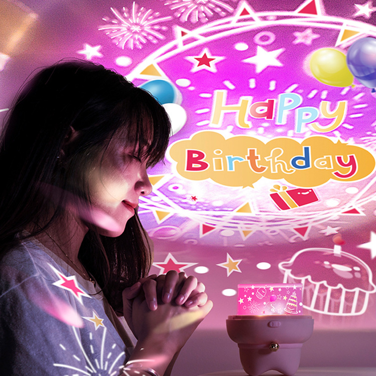 Cute pet projection lamp bluetooth music box creative starry sky dream children LED night light usb charging table lamp sleep