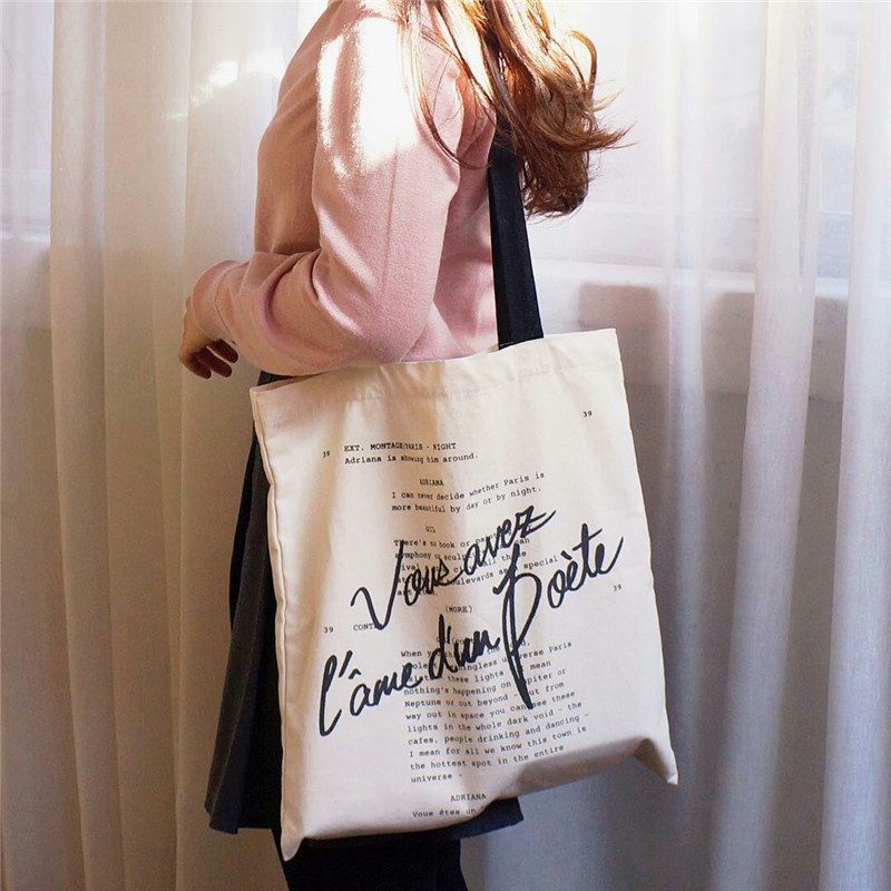 Midnight Paris movie peripheral canvas bag INS bag Literary niche retro women's shoulder CHIC street shot bag