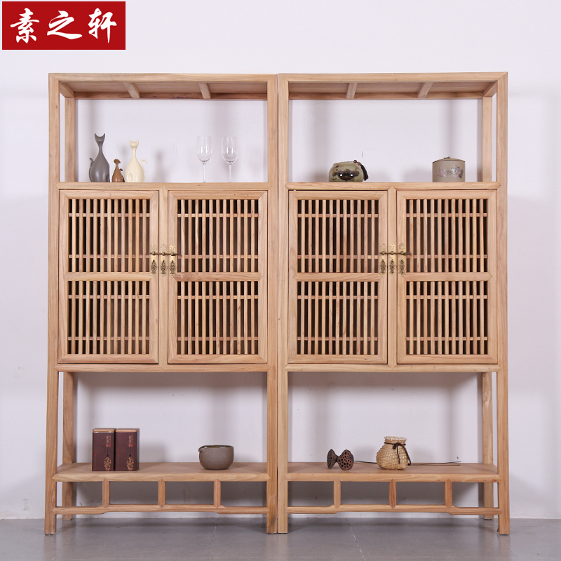 Bogu Rack Old Elm Wood Solid Wood New Chinese Style Modern Brief Bookcase Bookcase Antique Furniture display rack combination