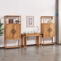 New Chinese solid wood bookcase bookcase combination strip case old elm wood modern office decent board room book room bookcase